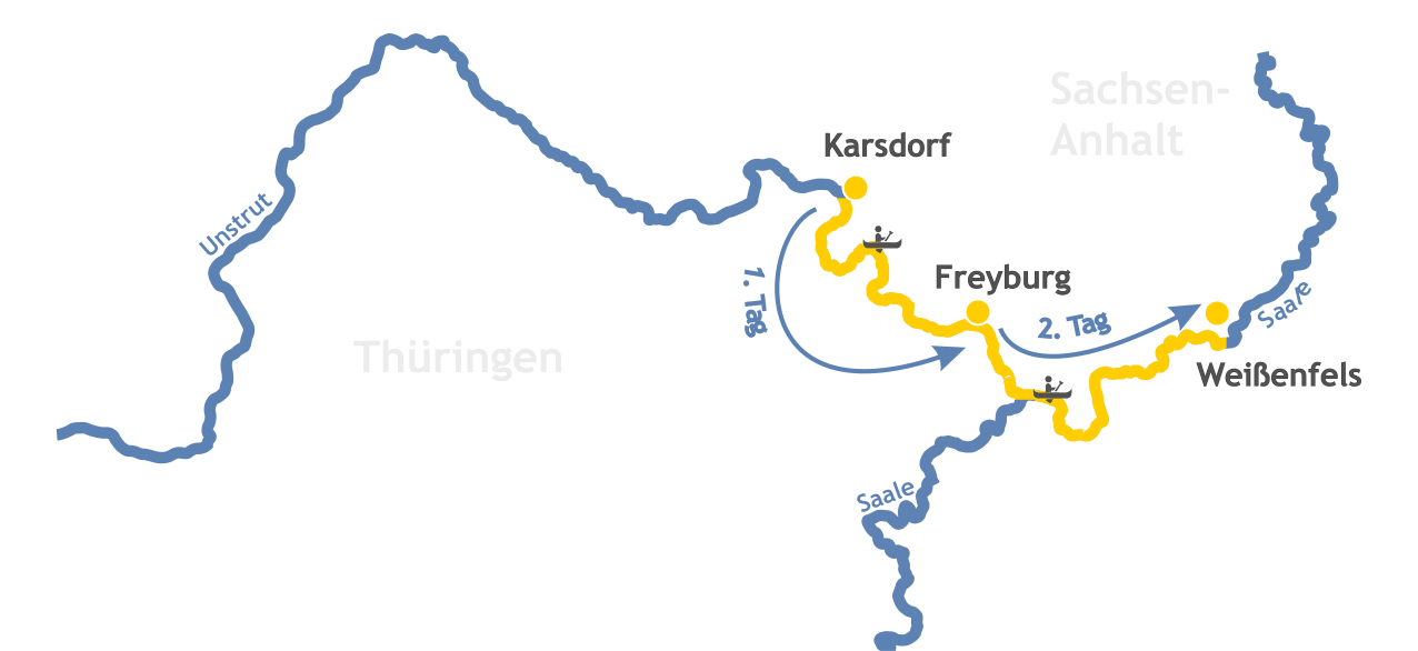 Karte Kanu Karsdorf Weissenfels Unstrut Saale