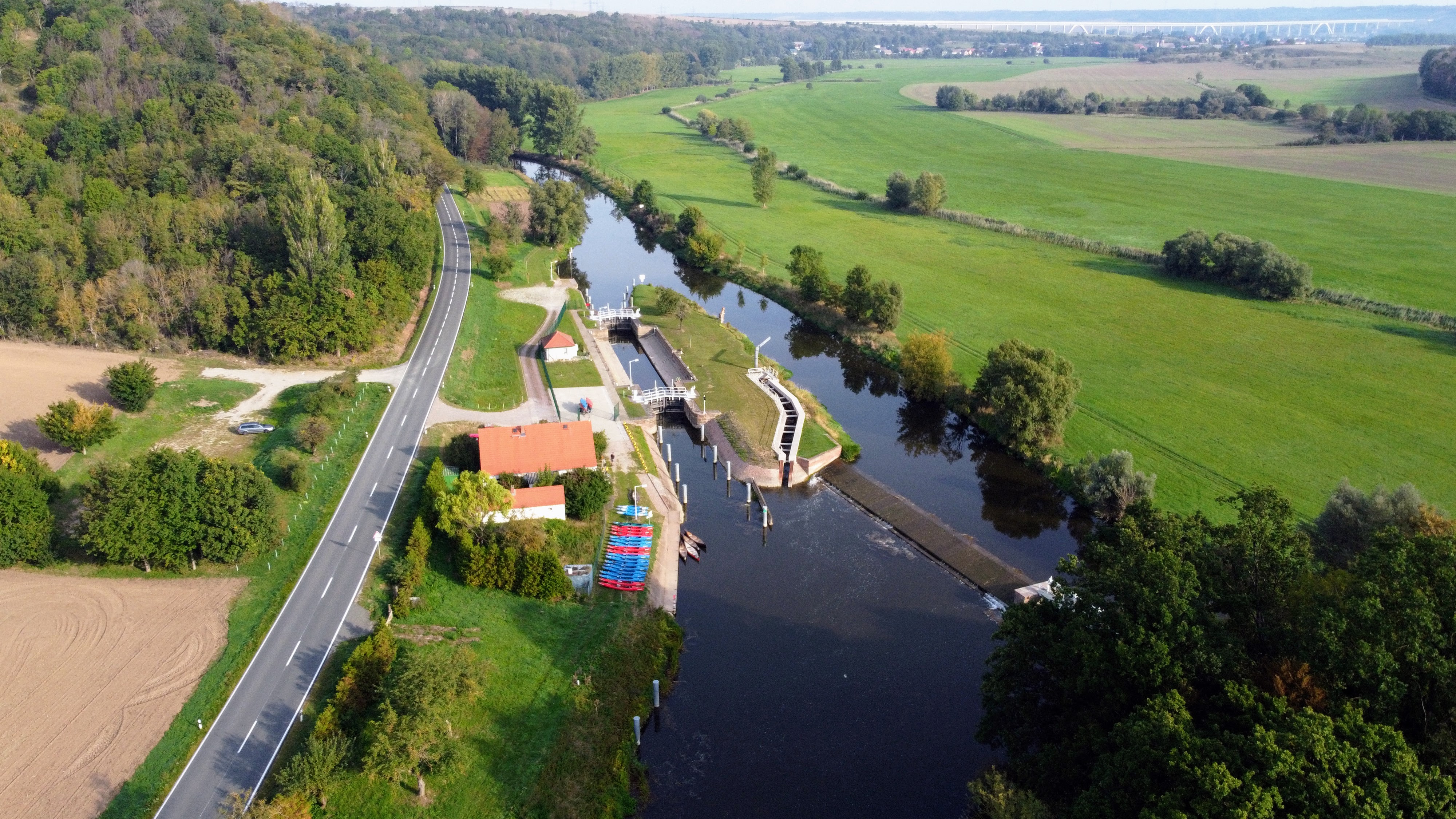 Schleuse Tröbsdorf Drohnenaufnahme